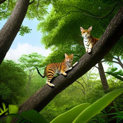 Toyger Cat Climbing Tree Midjourney Prompt - Socialdraft