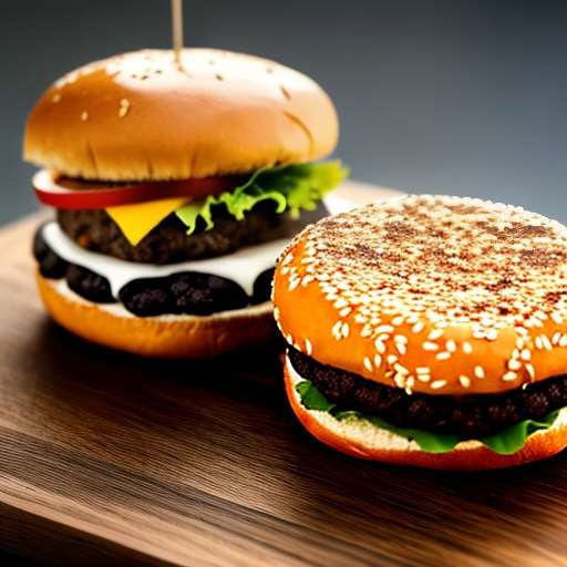 Black Bean Pretzel Bun Burger Midjourney Image Prompt - Socialdraft