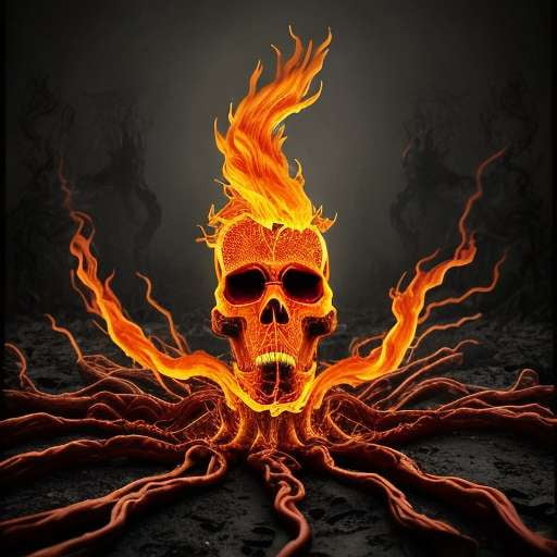 Flaming Skulls Midjourney Prompts: Create Your Own Gruesome Masterpiece - Socialdraft