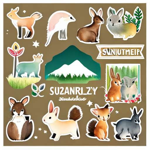 "Adorable Forest Animals" Midjourney Sticker Sheet for Customizing - Socialdraft