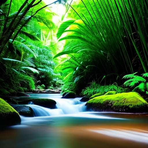 Rainforest River Midjourney Prompt: Create your own lush jungle paradise - Socialdraft