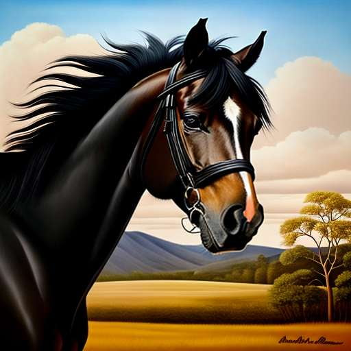 "Black Beauty" Horse Portrait Midjourney Prompt - Customizable Text-to-Image Model for Equestrians - Socialdraft