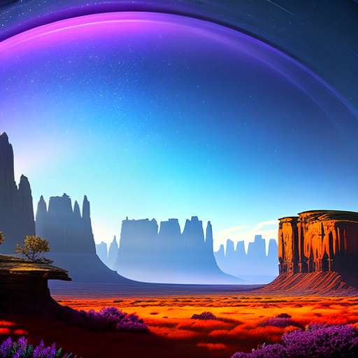 "Alien Planet Landscape" Midjourney Image Prompt - Customizable Science Fiction Art - Socialdraft