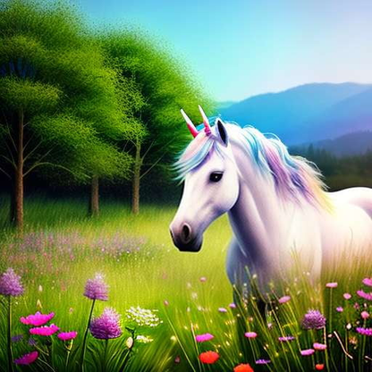Unicorn Meadow Customizable Midjourney Prompt for Artistic Creations - Socialdraft