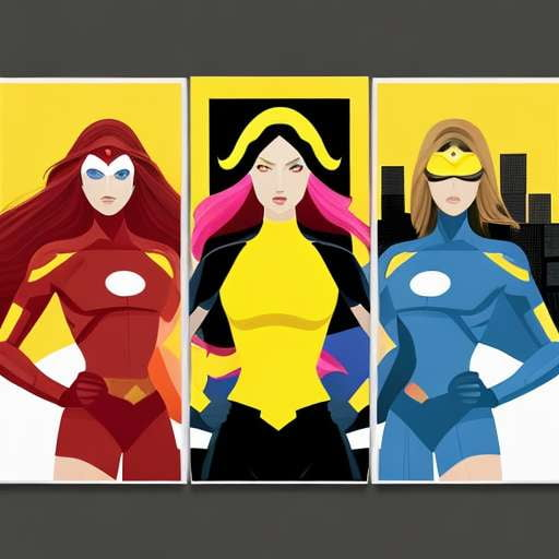 Superheroine Midjourney Prompt: Women in Sleek and Colorful Costumes - Socialdraft