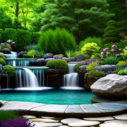 Garden Waterfall Pool Painting Midjourney Prompt - Customizable Text-to-Image Creation - Socialdraft