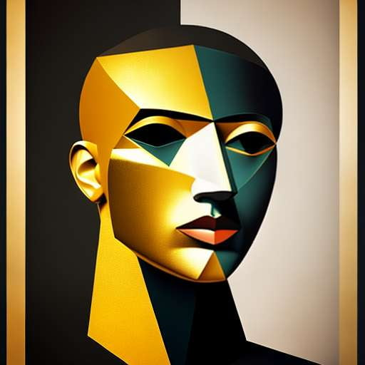 Geometric Gold Portrait - Midjourney Prompt for Unique Custom Art creation - Socialdraft