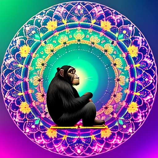 Midjourney Prompt: Enchanted Forest Mandala Chimpanzee Artistic Creation - Socialdraft