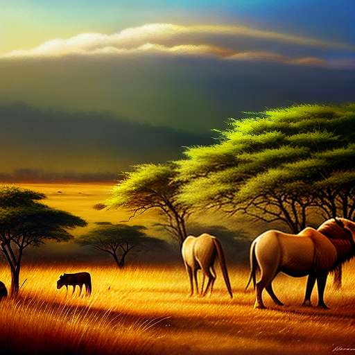 Serengeti Wildlife Illustration Midjourney Prompt - Socialdraft