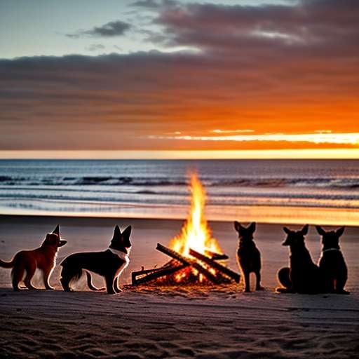 Beach Bonfire Doga Midjourney Image Prompt - Create your own serene scene - Socialdraft