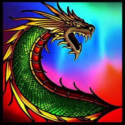 Dragon Stained Glass Midjourney Prompt - Unique Custom Design for Creatives - Socialdraft