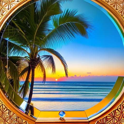 Tropical Palm Tree Mosaic Midjourney Prompt for DIY Mirror Art - Socialdraft