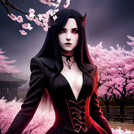 Anime Vampire in Cherry Blossom Midjourney Prompt - Socialdraft