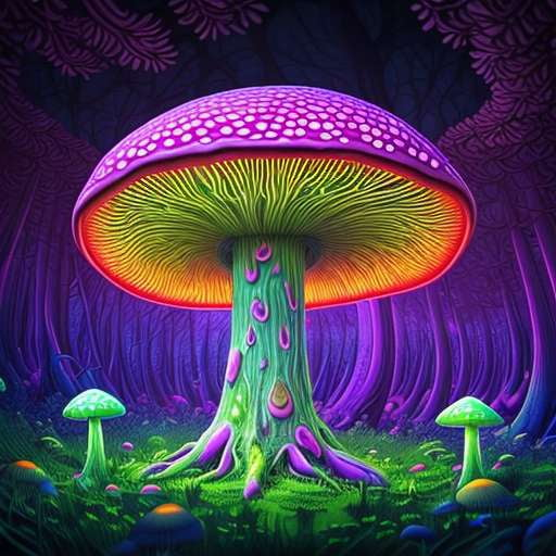 Midjourney Prompts: Neon Glows Fungi - Unique Customizable Artistic Inspiration - Socialdraft