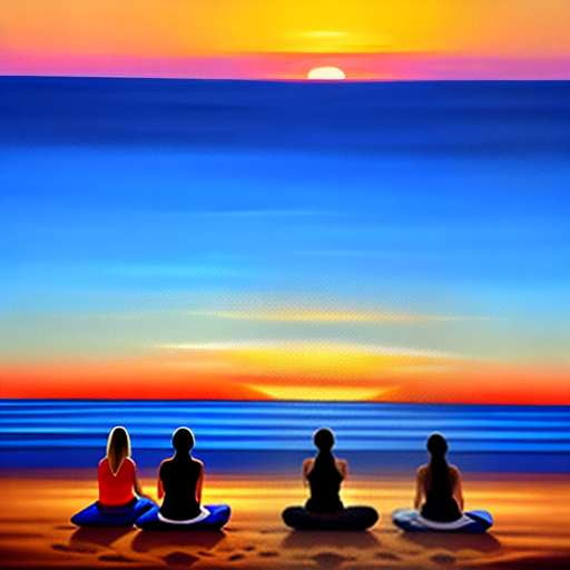 "Beach Bonfire Vinyasa Flow" Midjourney Prompt - Customizable Yoga Practice Image - Socialdraft