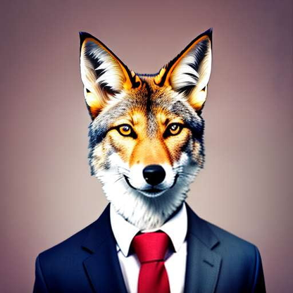 Coyote in a Suit and Tie Midjourney Prompt - Customizable and Unique Image Creation - Socialdraft