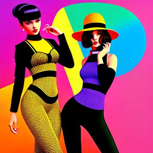 Technicolor Fashion Illustration Midjourney Template - Socialdraft