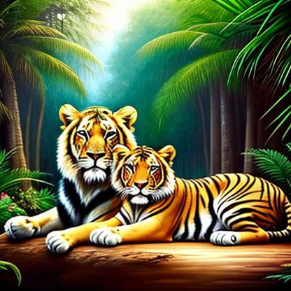 Midjourney Prompt: Majestic Lion and Tiger Roaming the Savannah - Socialdraft