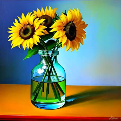 Sunflower in Vase Midjourney Generator - Customizable Text-to-Image Prompts - Socialdraft