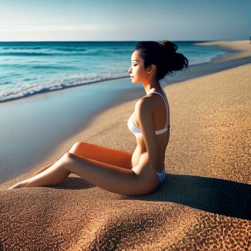 Beach Yoga Midjourney Prompt: Wide-Angle Forward Bend Pose - Socialdraft