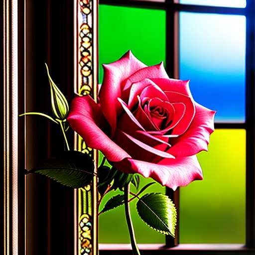 "Stained Glass Rose" Midjourney Image Generator – Create Your Own Unique Artwork - Socialdraft