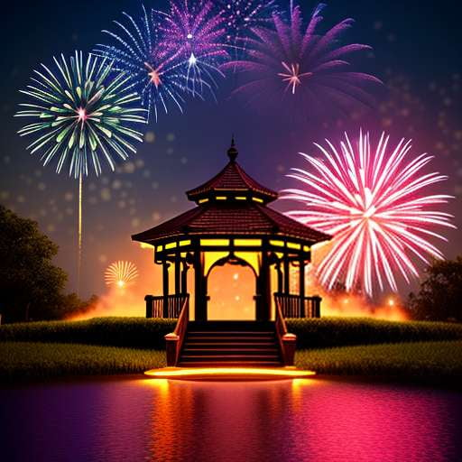 Fireworks in a Gazebo Midjourney Prompt - Customizable Text-to-Image Creation - Socialdraft