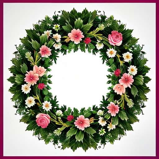 Floral Wreath Gouache Illustrations Midjourney Prompt - Customizable Flower Art Creation - Socialdraft