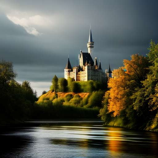 Castle by the River Midjourney Prompt - Create Your Own Majestic Fortress - Socialdraft