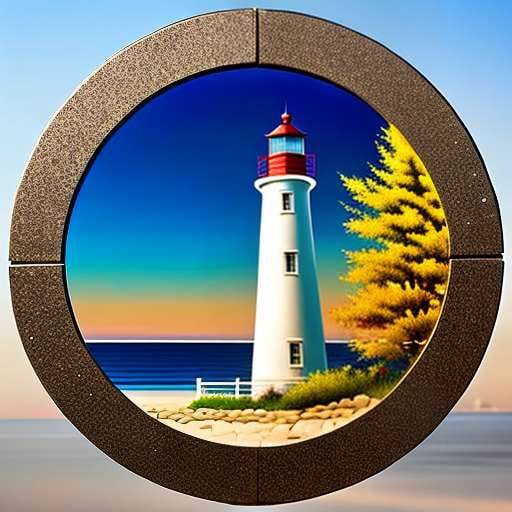 "Coastal Reflections" Lighthouse Mosaic Mirror Midjourney Prompt - Socialdraft