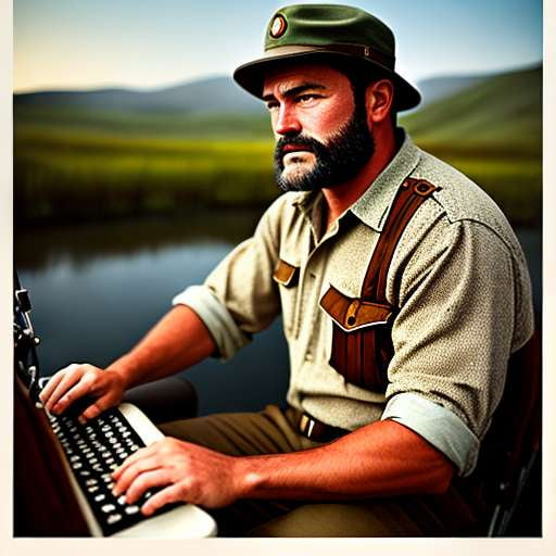 Hemingway Midjourney Safari Outfit with Typewriter and Notebook - Socialdraft
