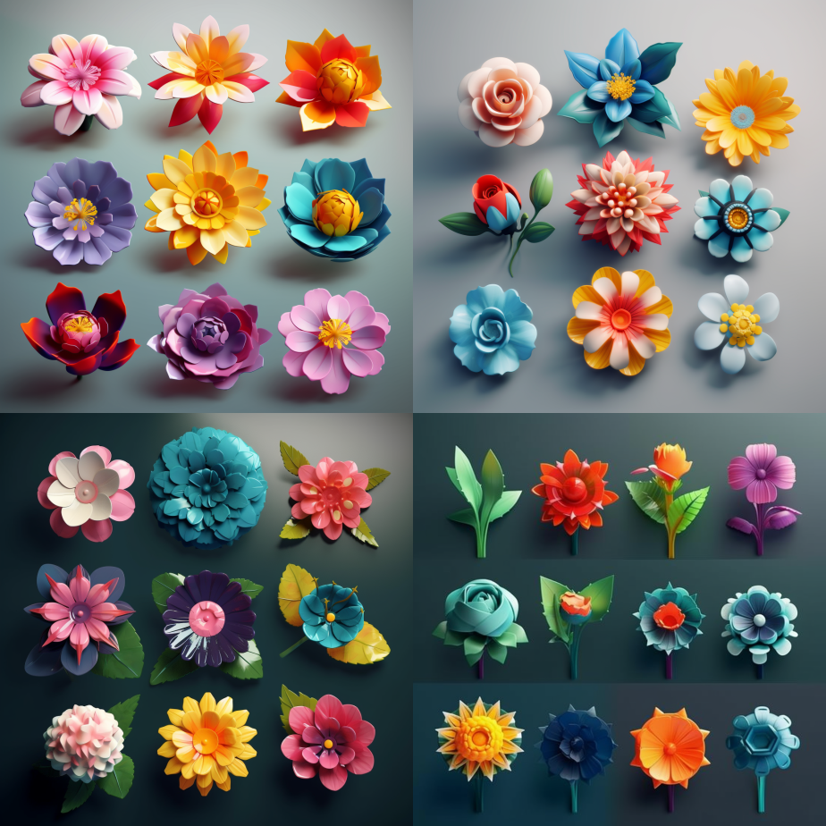 3d Flower Icons