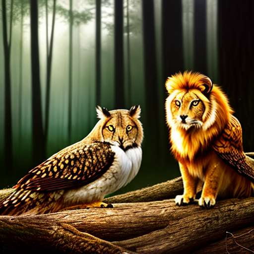 "Lion and Owl" Midjourney Prompt for Unique Custom Art Creation - Socialdraft