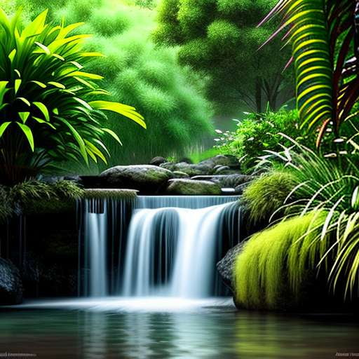 Waterfall Oasis Midjourney Prompt for Creative Image Generation - Socialdraft