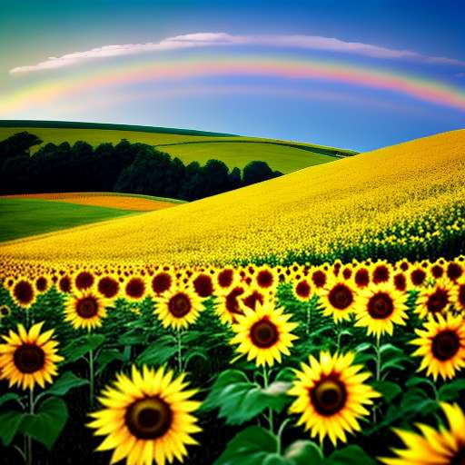 Sunflower and Rainbow Midjourney Prompt - Customizable Text-to-Image Art Creation - Socialdraft