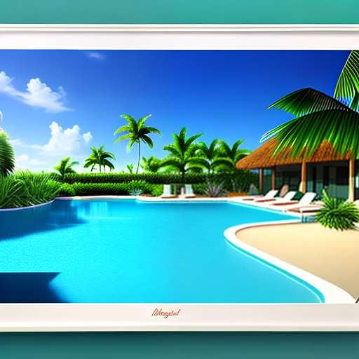 "Decked-Out Paradise Island" Midjourney Prompt for Outdoor Pool Image Generation - Socialdraft