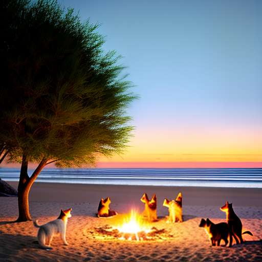 Beach Bonfire Doga Midjourney Image Prompt - Create your own serene scene - Socialdraft