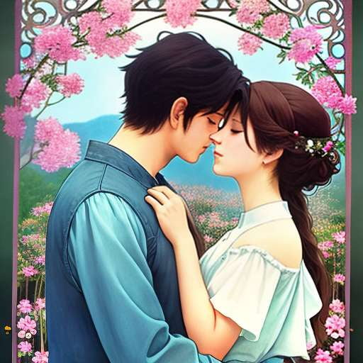 Romantic Anime Couple Midjourney Prompt - Unique Customizable