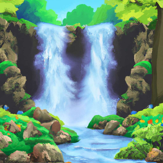 Illustrated Forest Waterfall - Socialdraft