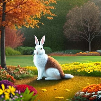 Fall Bunny Midjourney Prompt: Create a Cozy Garden Scene - Socialdraft