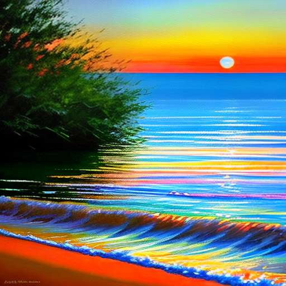 Ocean Sunset Painting Midjourney Prompt: Create Your Own Beach Haven - Socialdraft