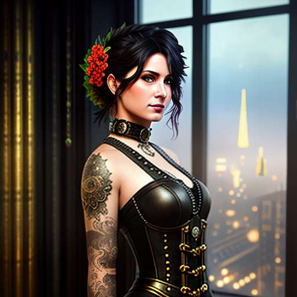 Steampunk Lady Tattoo Midjourney Prompt - Customizable Image Generation - Socialdraft