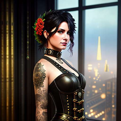 Customizable Gothic Lady Tattoo Prompt - Midjourney Image