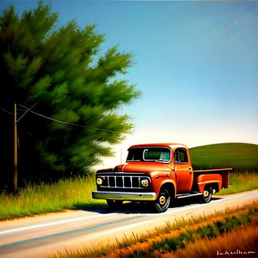 Custom Pickup Truck with Trailer Midjourney Prompt - Personalize Your Perfect Road Trip Painting - Socialdraft