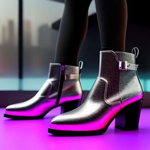 Metallic Booties with Chain Link Accents Midjourney Prompt - Customizable Fashion Design Inspiration - Socialdraft