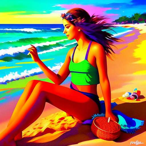 Boho Beach Babe Custom Midjourney Prompt - Create Your Own Dreamy Vacation Shot - Socialdraft