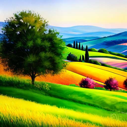 Italian Countryside Fields Midjourney Prompt - Custom Text-to-Image Prompt for Landscape Art - Socialdraft