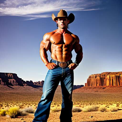 Western Cowboy Bodybuilder Midjourney Prompt - Socialdraft
