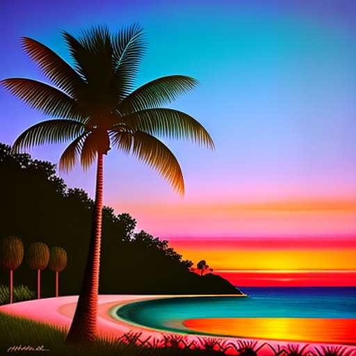 Evening Palm Trees Midjourney Prompt - Create Your Own Serene Tropical Art - Socialdraft