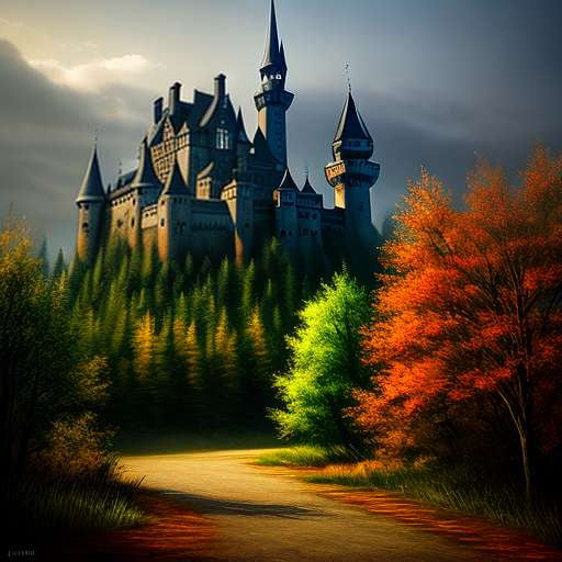 "Woods Castle" Midjourney Prompt - Customizable Text-to-Image Creation - Socialdraft