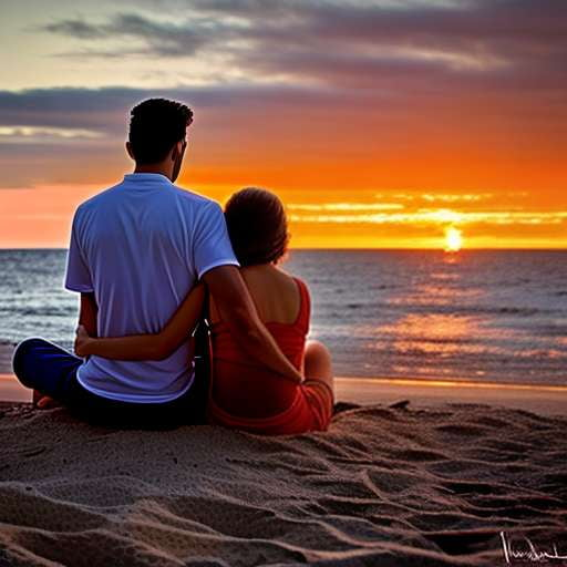 Beach Bonfire Partner Yoga Image Midjourney Prompt - Zen and Wellness Inspired - Socialdraft